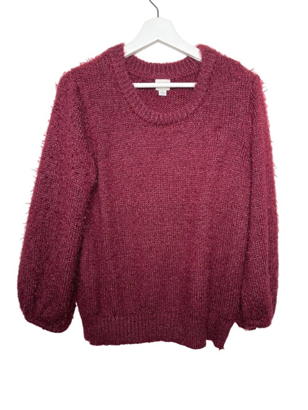 A New Day Womens Boucle Sweater Small Burgundy Cozy Knit Top